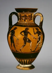 Panathenäische Amphore mit drei Athleten